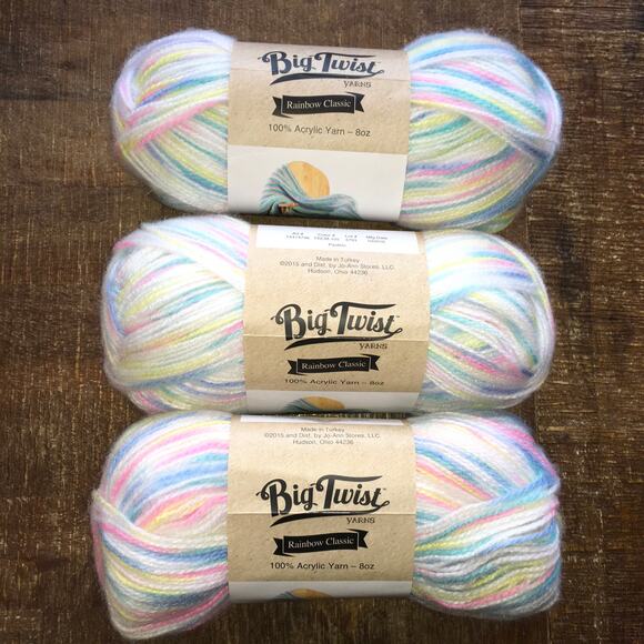 Big Twist Yarn Rainbow Classic Pastels *Lot of 3 Skeins* Baby Variegated Soft - Picture 1 of 4